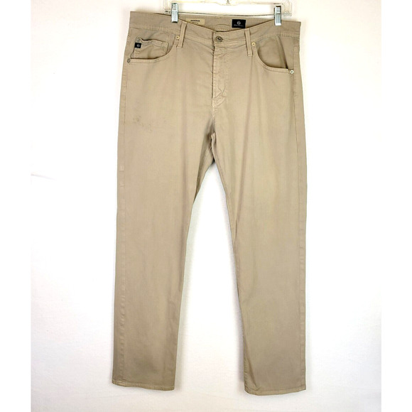 AG Adriano Goldschmied Mens The Graduate Chino Pants Size 36 Beige Tailored Leg